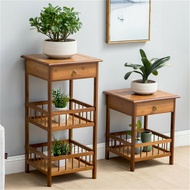 2/3 Tier Vintage End Table Nightstand Tall Slim Side Couch Table Stand  with Drawer Living Room