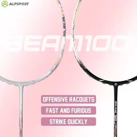 ALPSPORT New【BEAM100】5U 100% Carbon Fiber Original Design Goddess Girls Badminton Racket T800 String