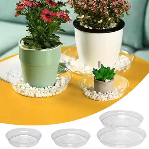 6/8/10/12 Inch Selectable Clear Plant Saucers Round Sturdy Plastic Flower Pot Garden Plant Care Tran