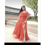 Off- Shoulder Bridesmaid Gown Guest Gown LongGown Chiffon Gown