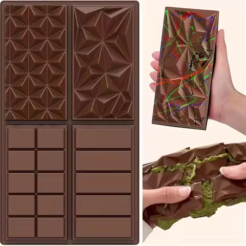 Deep Chocolate Bar Mold Large Silicone Mold for Dubai Chocolate Bars and Pistachio Filling Knafeh Cr