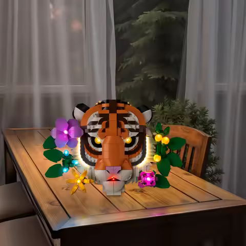 No Model LED Lighting Set Suitable for LEGO The Fauna Collection Tiger Art 31217 Building Blocks