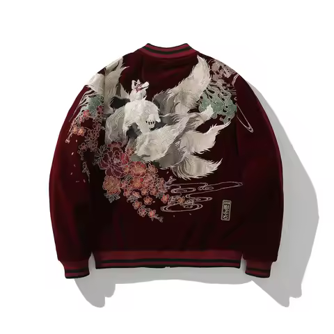 Embroidery China Style Guochao Heavy Industry Embroidery Jacket Men's Casual Nine Tails Tide Basebal