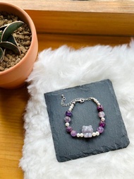 瑪瑙小熊彩祖母晶手鏈