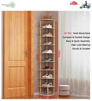 BTO &amp; HDB Door Gap - 6-Tier 7-Tier &amp; 10-Tier Doorway Wooden Shoe Rack - Nordic Concept Shoe Shelf - Compact 26cm X 28cm X 80cm - Solid Wood Sturdy
