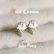 Jolly Pony Jewelry | Children's Earrings Ice Cream Real Silver Material 925