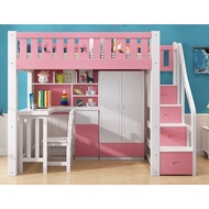 Loft Bed With Wardrobe Study Table Desk For Kids Children Stair Cabinet Wooden Loft Bed Set Katil Be