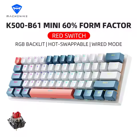 K500-B61 Machenike Mini Mechanical Keybaord 60% Form Factor 61Keys Gaming Keybaord Wired Full Key Ho