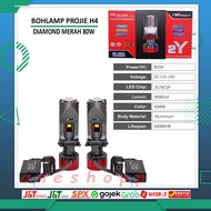 MERAH LED PROJECTOR BULB CAR MOTORCYCLE PROJECTOR H4 SERIES DIAMOND RED 80W Super Bright Car Led Lig
