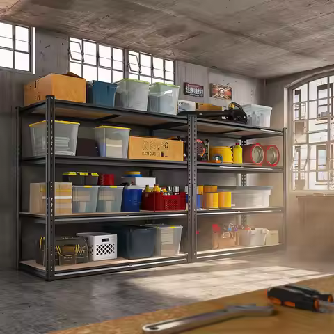 40" W Garage Shelving 2000LBS Storage Shelves Adjustable Metal Shelving Heavy Duty 4 Tier Garage She