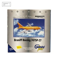 Gemini Jets 1: 400 Braniff Boeing 747SP-27 Airplane Model GJBNF009