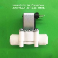 Van nước điện từ thường đóng loại 220V-N220 bằng nhựa ren ngoài D15 (G1/2)