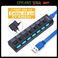 USB 3.0 Hub 7 Port Super Speed – High Speed Extender Adapter for Laptop Computer Up To 5Gbps