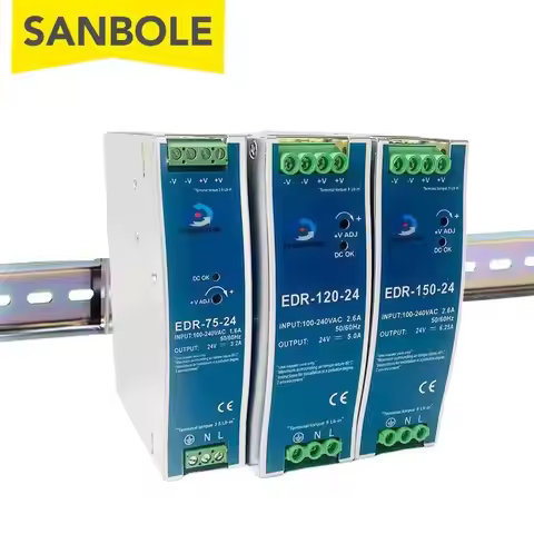 EDR-75 120 150 Series 12V 24V 48V DC 75W 120W 150W Single Output Industrial DIN RAIL Switch Power Su