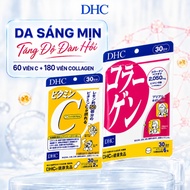Combo DHC Vitamin C 60 Tablets & DHC Collagen 180 Tablets - Vitamin C Helps Brighten and Smooth Skin