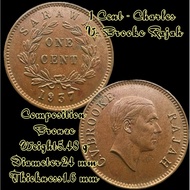#639 Sarawak Year 1937 1 Cent - Charles V. Brooke Rajah