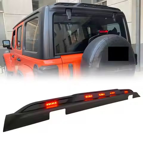 Spoiler For 2018 2019 2020 2021 2022 2023 Car Wrangler Jl Rear Roof Wing Red Light