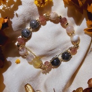現貨 櫻花瑪瑙 草莓晶 黑髮晶【暗黑公主】 正能量提升自我手鍊