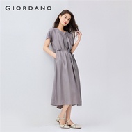 GIORDANO WOMEN Pleated crewneck tie waist dress 05465063