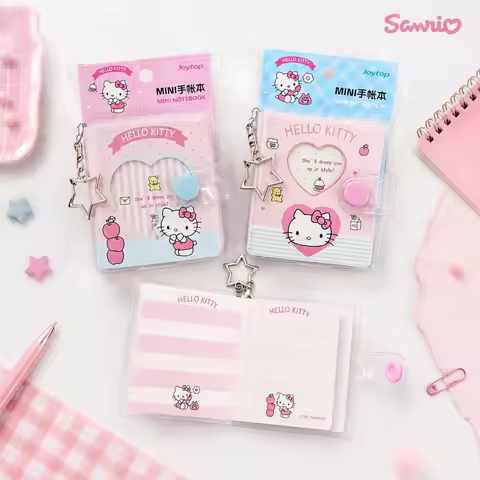 Genuine Sanrio Hello Kitty Journal Notebook Pink Blue Clear Cover Diary Book with Star Keychain for 