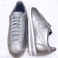 Nike Cortez 全銀 銀色 皮革 球鞋 女段 阿甘