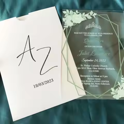 10pcs Custom Acrylic Wedding Invitation,Personalized Envelope,Customized Transparent Invitation for 