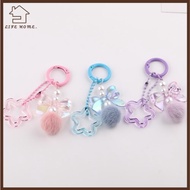 YELGIRL Hollow Star Keychain, Sweet Bow Plush Keychain Pendant, Fashion Beaded Keyrings Bag Charm