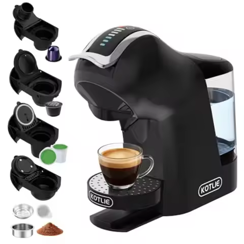 EM-308B Espresso Machine Single Serve Coffee Maker Compatible with Multiple Capsule Types Ground Cof