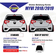 Sticker Belakang Kereta Perodua Myvi 2018/2019, 1 Pcs, Boleh Tukar Warna Dan No. Plate