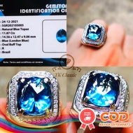 (Cash on Delivery) Blue Topaz London Crystal Bottom Cutnatural (Blue Color) + Memo SGR Lab