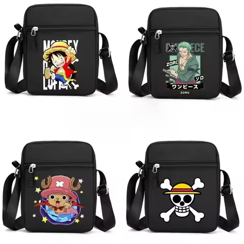 Anime One Piece Luffy Shoulder Bag for Men Anime Crossbody Bags Boy Girl Kawaii Canvas Square Messag
