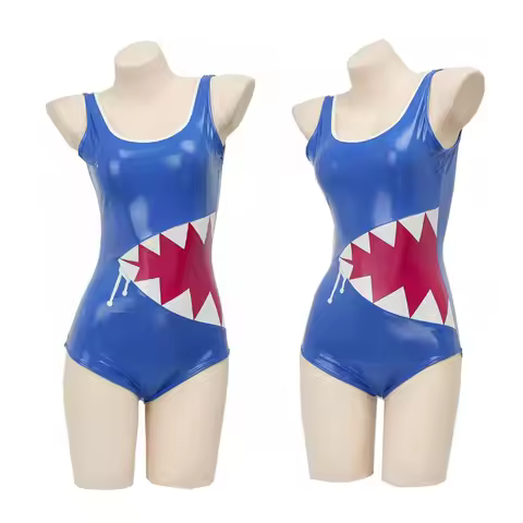 Vtuber Gawr Gura Cosplay Swimsuit Shark Sukumizu Swimwear Student Girl Lenther Tight Bodysuit Swimsu