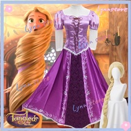 Disney The Princess Tangled Cosplay Dress Adult Kids Women Halloween Party Rapunzel Purple Dress Cos