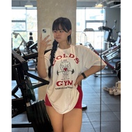[GOLD'S GYM] Gym t-shirt, loose-fitting workout t-shirt, 100% cotton