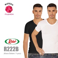 RIDER R 222 R222B Men's Undershirt - V Neck White Black SML XL 3XL 4XL 5XL