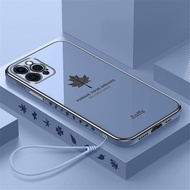 For Xiaomi Redmi Note 13 12 11 11T 11 Pro Plus luxury maple leaf square ultra-thin electroplated shockproof phone case