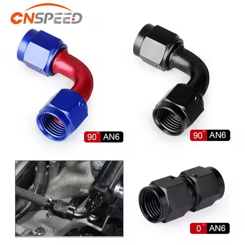 AN6 Female to 6AN Female 90 Degree Swivel Coupler Fitting Adapter Union Aluminium Anodized Black