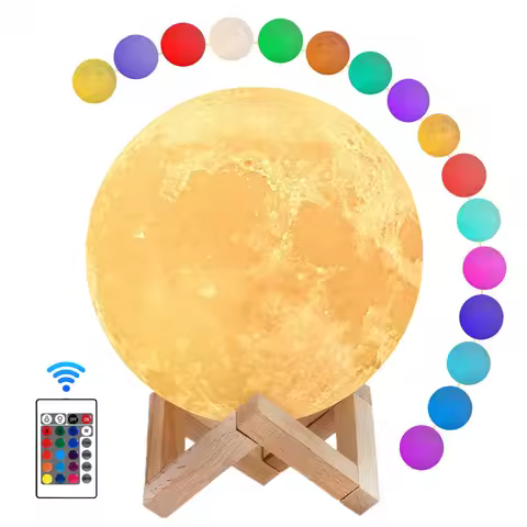 Moon Lamp Night Light 3D Print Moonlight Timeable LED Dimmable Rechargeable Bedside Table Desk Lamp 