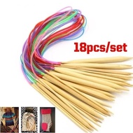 18Pcs/Set Bamboo Circular Knitting Needles Crochet Sewing Knitting Double Cusp Hooks Soft Tube Needl