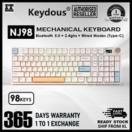 KEYDOUS NJ98 White RGB Mechanical Keyboard With Magnetic Screen Wireless 98 Keys Hot Swap Custom 机械键