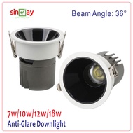 Sinvay 7W 10W 12W Small Hills Super Brightness Anti-Glare LED COB Eyeball Downlight Recessed Ceiling Light