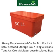 50L Heavy Duty Cooler Box / Tong Ais / Tong Ais Oren / Tong Ikan / Ice Box / Fish Box / Seafood Box 