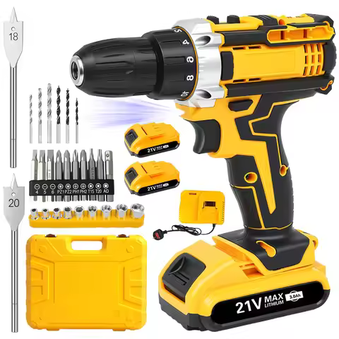 21V Cordless Impact Drill Tool Kit with Drill Bits Electric 120 PCS 2x1.5Ah Batteries and Charger To