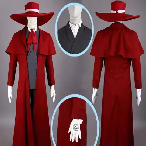 Israel HELLSING Anime Alucard Hunter Tailored Ultimate Vampire Halloween Cosplay Costume Full Set Cu