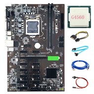 B250 BTC Mining Motherboard Kit LGA1151 DDR4 PCI-E X16 with G4560 CPU +SATA 15Pin to 6Pin Power Cord for Miner