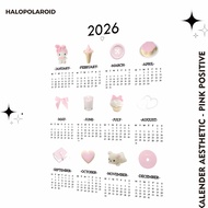 Aesthetic Calendar A3 2026 Aesthetic Calendar A3 Aesthetic Wall Calendar A3 Stylish Calendar - Pink 
