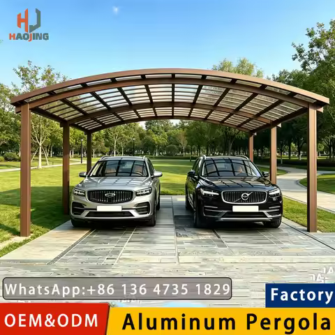 Customized 2 Car Aluminum Carport 6x3 4x3 White Polycarbonate Metal Car Port Shed Garage, Waterproof