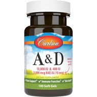 Carlson - A & D, 10000 IU (3000 mcg RAE) Vitamin A, 400 IU (10 mcg) Vitamin D3, Penglihatan,, 100 Ge