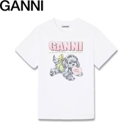 [GANNI] 25FW Ganni Women's Basic Cotton Jersey Neon Puppy T-Shirt Bright White T4334-151