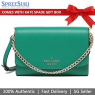 Kate Spade Handbag In Gift Box Crossbody Bag Carson Saffiano Leather Convertible Crossbody Winter Green # WKR00119